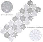 Elegant Silver Snowflake Embroidered Table Runner - 72 Inches Long, Glitter Cutout Design for Festive Holiday Decor in Kitchen, Dining, and Coffee Tables - Image 3
