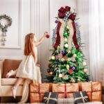 Large Buffalo Plaid Burlap Red and Black Christmas Tree Topper Gift Bow - Handmade Holiday Decoration (13 x 29 Inch) - Image 3