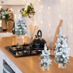 Charming Set of 3 Mini Flocked Christmas Trees with Wood Base - Perfect for Holiday Decor and Table Centerpieces (8.1"-12" Tall) - Image 8