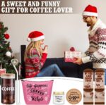 Ultimate Coffee Lovers Gift Set - 5 Piece Collection with 20 Oz Iced Drink Cups, Coasters, Socks, Makeup Bag, and Candle Jar - Perfect for Men and Women - Image 3