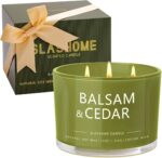Luxury Balsam Cedar 3-Wick Soy Candle - 12oz, Long-Lasting 60+ Hour Burn, Perfect Holiday Gift for Men & Women, Elegant Winter Home Decor