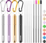 Ultimate Cruise Ship Essentials: 4-Pack Reusable Collapsible Stainless Steel Straws with Aluminum Case, Cleaning Brush, and Keychains in Vibrant Colors! - Image 11
