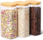 2.2 Qt Rectangular Glass Storage Containers with Bamboo Lids - Perfect for Pasta, Flour, Oats, Nuts, and Rice! - Image 11