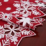 Christmas Snowflake Embroidered White Table Runner - Elegant Red Accent, 14x70 Inches for Winter Decor - Image 3