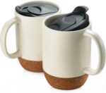 15 Oz Large Ceramic Coffee Mugs Set of 2 - Stylish Matte Grey with Cork Bottom & Spill-Proof Lid for Coffee Lovers - Image 10