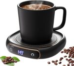 Smart Coffee Mug Warmer & Mug Set - Electric Cup Warmer with Auto Shut Off, 3 Temperature Settings for Coffee, Milk & Beverages (Black, 12Oz)