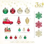 36Ct Shatterproof Christmas Ball Ornaments Set - Red, Gold & Green Classic Tree Decorations for Holiday, Wedding & Birthday Parties - Image 2