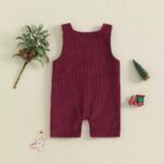 Infant Christmas Jumpsuit - Loose Fit, Embroidered Ribbed Crew Neck, Sleeveless Romper for Infants/Toddlers - Image 4