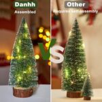 Mini Christmas Trees Set - 4 PCS Artificial Bottle Brush Trees with Timer LED String Lights, Battery Powered Desktop Decor for Home Xmas (Warm White) - Image 4