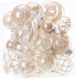 Champagne Shatterproof Christmas Ball Ornaments Set - 30 Clear Glitter Baubles for Stunning Tree Decorations (60mm/2.36") - Image 20