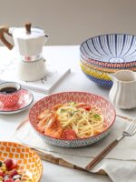 26 oz Porcelain Pasta Bowls Set of 6 - 8 Inch Wide & Shallow Serving Bowls, Microwave & Dishwasher Safe, Sturdy & Stackable in Vibrant Colors - Image 6