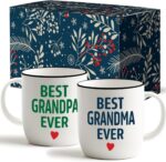 World's Best Grandparents Coffee Mugs - Perfect Gifts for Grandma and Grandpa from Grandkids, Ideal for First-Time Grandparent Announcement, Christmas, and Valentine's Day - 380ml Ceramic Mugs