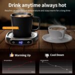 Smart Coffee Mug Warmer & Mug Set - Electric Cup Warmer with Auto Shut Off, 3 Temperature Settings for Coffee, Milk & Beverages (Black, 12Oz) - Image 3