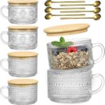 Charming 4-Piece Vintage Coffee Mug Set with Bamboo Lids & Spoons - Perfect Gifts for Women, Ideal for Overnight Oats & Iced Coffee! - Image 9