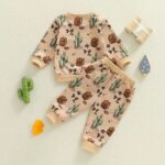 Toddler Boy Cactus Backpack Print Long Sleeve Pullover and Elastic Waist Long Pants 2-Piece Set for Fall - Image 4