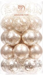 Champagne Shatterproof Christmas Ball Ornaments Set - 30 Clear Glitter Baubles for Stunning Tree Decorations (60mm/2.36") - Image 21