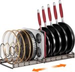 Expandable Pots and Pans Organizer Rack - Adjustable Kitchen Cabinet Holder for Pot Lids and Bakeware with 10 Compartments - Image 8