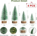 Mini Christmas Trees Set - 4 PCS Artificial Bottle Brush Trees with Timer LED String Lights, Battery Powered Desktop Decor for Home Xmas (Warm White) - Image 2