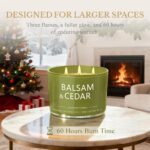 Luxury Balsam Cedar 3-Wick Soy Candle - 12oz, Long-Lasting 60+ Hour Burn, Perfect Holiday Gift for Men & Women, Elegant Winter Home Decor - Image 2