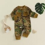 Baby Boy Camouflage Print Long Sleeve Zip-Up Jumpsuit with Pockets for Fall - Image 6