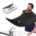Beard Bib Apron for Men, Christmas Day Gift Beard Trimming Catcher Bib for Shaving & Hair Clippings, Waterproof Non-Stick Hair Catcher Grooming Cloth with 2 Suction Cups(White) - Image 8