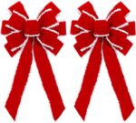 Large Buffalo Plaid Burlap Red and Black Christmas Tree Topper Gift Bow - Handmade Holiday Decoration (13 x 29 Inch) - Image 12