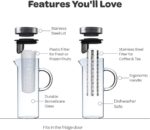Premium Cold Brew Coffee Maker - 1.6 Quart Glass Infusion Pitcher with Stainless Steel Lid & Fruit Infusion Tube - Ideal for Iced Coffee & Iced Tea at Home or Office - Image 2