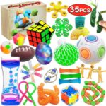 35-Piece Fidget Toy Set for Stress Relief - Perfect for ADD, OCD, Autism & Anxiety with Gift Box & Motion Timer - Ideal Classroom Reward!