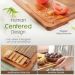 Deep-Carbonized Bamboo Cutting Boards for Kitchen with Wood Storage Stand, Reversible Charcuterie & Chopping Boards with Juice Grooves and Easy-Grip Handles, Knife-Friendly, Kitchen Gift - Image 4