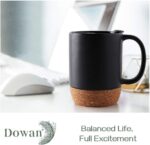 15 Oz Large Ceramic Coffee Mugs Set of 2 - Stylish Matte Grey with Cork Bottom & Spill-Proof Lid for Coffee Lovers - Image 2