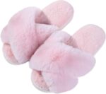 Cozy Cross Band Fuzzy Slippers for Women - Open Toe Memory Foam Comfort - Image 11