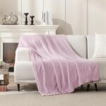 Ultra-Soft Cream Knit Throw Blanket - Lightweight & Fluffy 50x60 Inches for Couch & Bed - Image 13