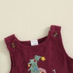 Infant Christmas Jumpsuit - Loose Fit, Embroidered Ribbed Crew Neck, Sleeveless Romper for Infants/Toddlers - Image 5