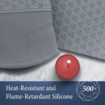 Cosy House 4-Piece Heat Resistant Silicone Oven Mitt & Pot Holder Set - Flexible, Durable, Comfortable - Perfect for Cooking, Baking & Grilling (Grey) - Image 3