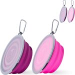 Portable Collapsible Dog & Cat Bowls with Lids - 2 Pack Travel-Friendly Foldable Water Dishes for Pets - Light Blue & Green, Small - Image 11