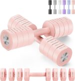Dumbbell Set of 2, Adjustable Weight, Anti-Slip Handle, Macaron Colors, Each 2.2/4.4/6.6/8.8 Lbs, 4 in 1 Hand Weights for Women at Home - Image 9