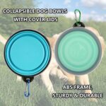 Portable Collapsible Dog & Cat Bowls with Lids - 2 Pack Travel-Friendly Foldable Water Dishes for Pets - Light Blue & Green, Small - Image 5