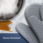 Cosy House 4-Piece Heat Resistant Silicone Oven Mitt & Pot Holder Set - Flexible, Durable, Comfortable - Perfect for Cooking, Baking & Grilling (Grey) - Image 5