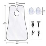 Beard Bib Apron for Men, Christmas Day Gift Beard Trimming Catcher Bib for Shaving & Hair Clippings, Waterproof Non-Stick Hair Catcher Grooming Cloth with 2 Suction Cups(White) - Image 2