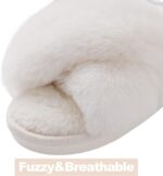 Cozy Cross Band Fuzzy Slippers for Women - Open Toe Memory Foam Comfort - Image 3