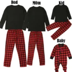 Family Matching Christmas Pajamas Set for Adults and Kids - 2-Piece Plaid Sleepwear Outfits - Image 2
