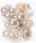 Champagne Shatterproof Christmas Ball Ornaments Set - 30 Clear Glitter Baubles for Stunning Tree Decorations (60mm/2.36") - Image 14