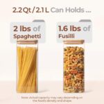 2.2 Qt Rectangular Glass Storage Containers with Bamboo Lids - Perfect for Pasta, Flour, Oats, Nuts, and Rice! - Image 3