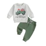 Infant/Toddler Boys' Christmas Outfit - Truck and Present Box Print Crew Neck Sweatshirt with Jogger Pants Set