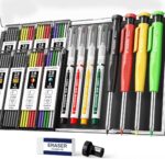 3PCS Heavy Duty Carpenter Pencils Set with Sharpener & 39 Refills - Deep Hole Long Nib Marker Pens for Architects - Includes Case (Red, Black, Yellow) - Image 10