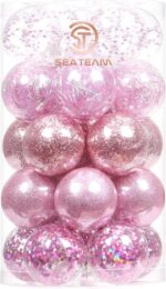 Champagne Shatterproof Christmas Ball Ornaments Set - 30 Clear Glitter Baubles for Stunning Tree Decorations (60mm/2.36") - Image 18