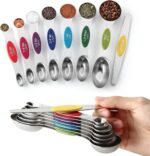 Magnetic Stainless Steel Measuring Spoons Set - 8 Heavy Duty Kitchen Gadgets with Leveler, Perfect for Baking & Cooking, Fits Most Spice Jars, Sleek Black Design - Image 20
