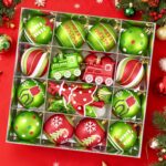 Transform Your Holiday Decor with  44-Piece Shatterproof Christmas Tree Ornaments Set - Festive Red and Green Elf Balls for a Sparkling Celebration!