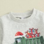 Infant/Toddler Boy Christmas Outfit - Truck and Present Box Print Crew Neck Sweatshirt with Jogger Pants Set - Image 6