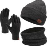Winter Beanie Hat Scarf Touchscreen Gloves Set for Men and Women, Beanie Gloves Neck Warmer Set with Warm Knit Fleece Lined - Image 17